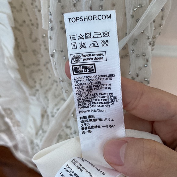 TOPSHOP PREMIUM WHITE CHIFFON EMBELLISHED SHIRT DRESS - Picture 7 of 13